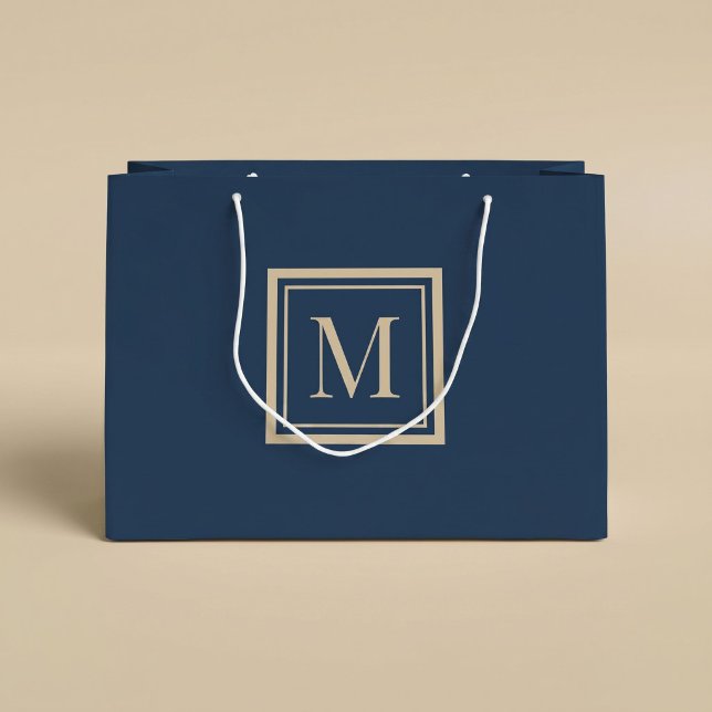 Custom Blue & Vanilla Framed Monogram Large Gift Bag (Creator Uploaded)