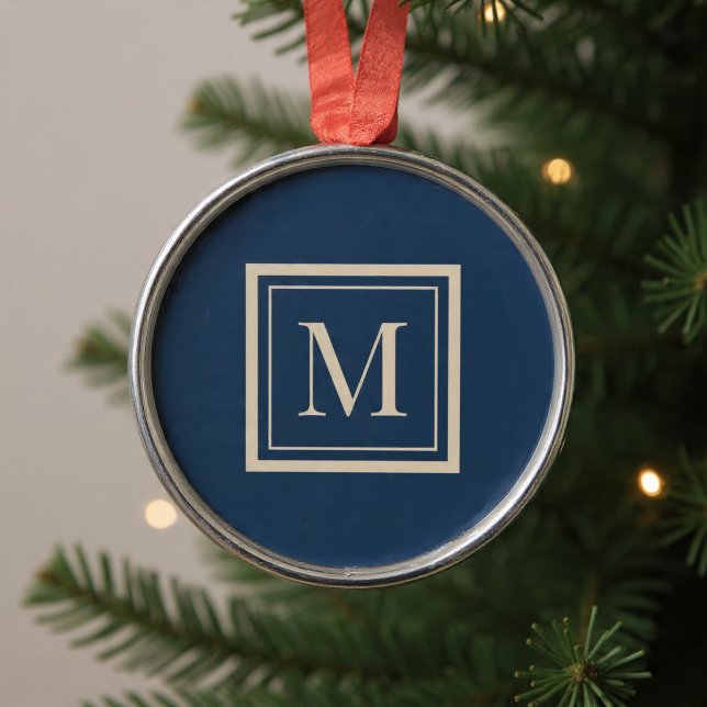 Custom Blue & Vanilla Framed Monogram Metal Tree Decoration (Creator Uploaded)