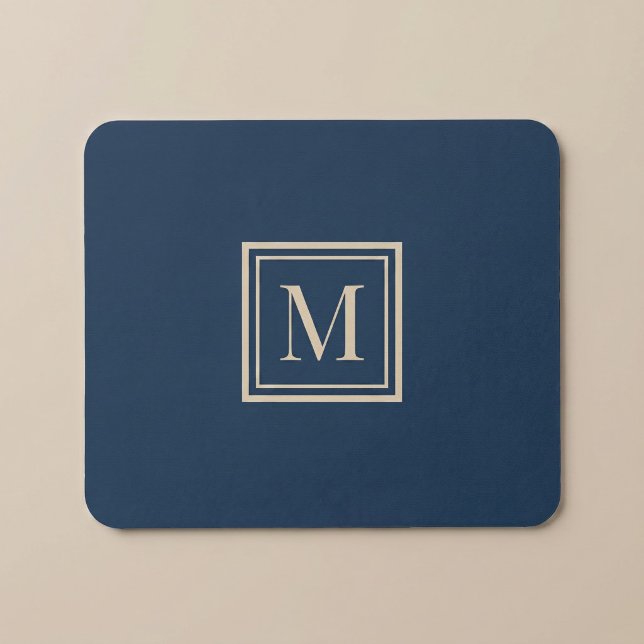 Custom Blue & Vanilla Framed Monogram Mouse Mat (Creator Uploaded)
