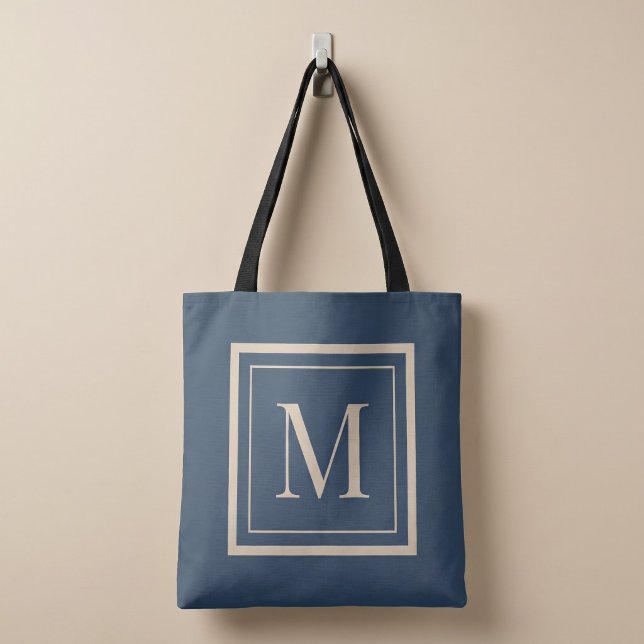 Custom Blue & Vanilla Framed Monogram Tote Bag (Creator Uploaded)