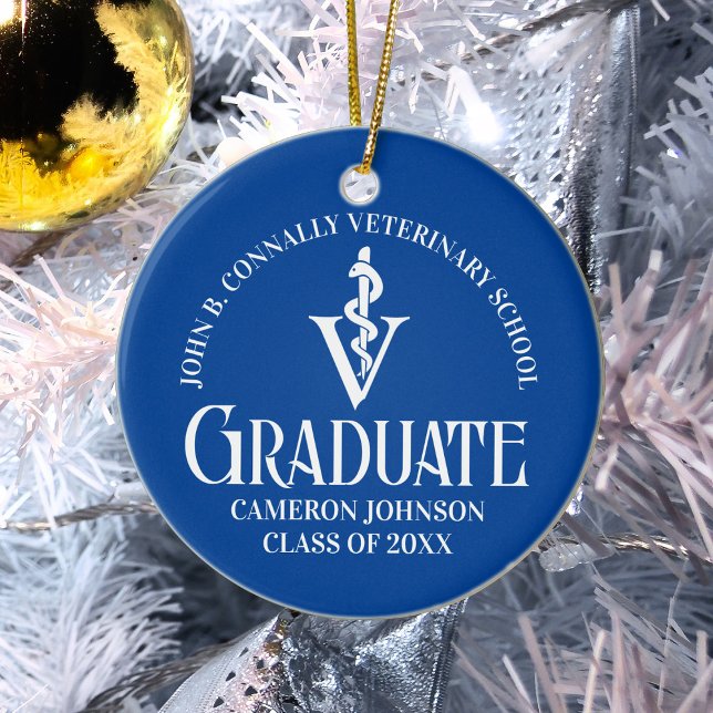 Custom Blue Veterinary School Graduation Gift Ceramic Tree Decoration (Creator Uploaded)