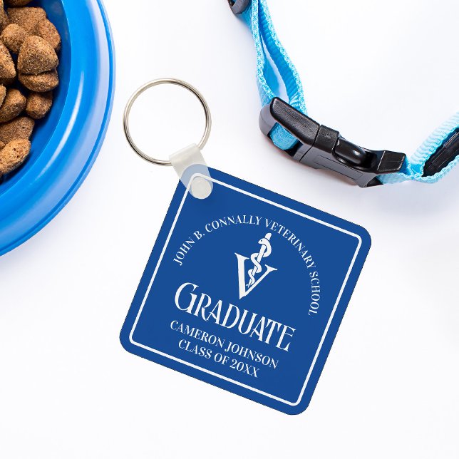Custom Blue Veterinary School Graduation Key Ring (Creator Uploaded)