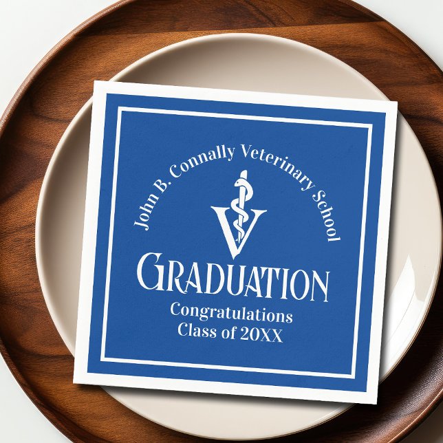 Custom Blue Veterinary School Graduation Party Napkin (Creator Uploaded)
