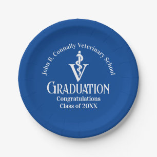 Custom Blue Veterinary School Graduation Party Paper Plate