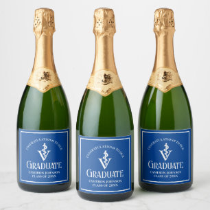 Custom Blue Veterinary School Graduation Party Sparkling Wine Label