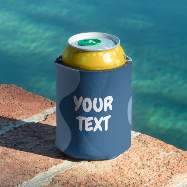 CUSTOM Blue Waves Curves Cute Colourful Striped  Can Cooler (In Situ Pool)