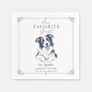 Custom blue Wedding Dog Printable Border Keepsake Napkin