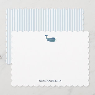 Custom Blue Whale Logo Nautical Stationary Thank You Card