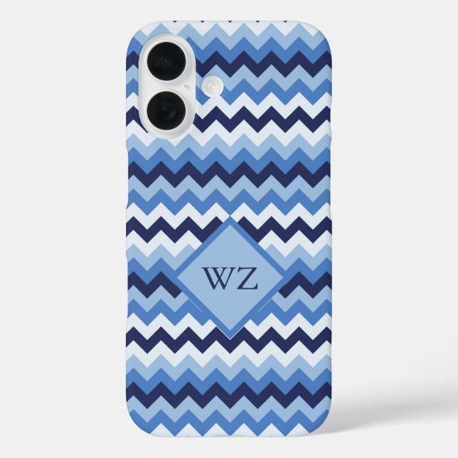 Custom Blue White Black Chevron Zigzag Pattern Case-Mate iPhone Case (Back)