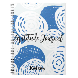 Custom Blue & White circle loops Gratitude Journal
