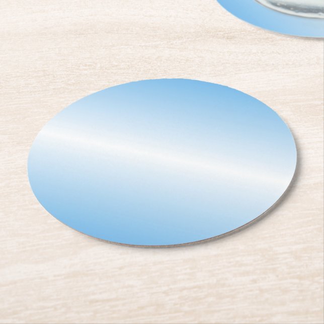 Custom Blue White Colour Elegant Blank Template Round Paper Coaster (Angled)