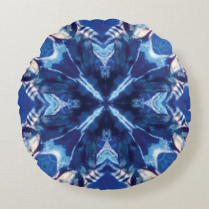 Custom Blue White Designed Round Pillow