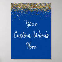 Custom Blue White & Gold Birthday Party Photo Prop