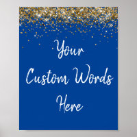 Custom Blue White & Gold Birthday Party Photo Prop