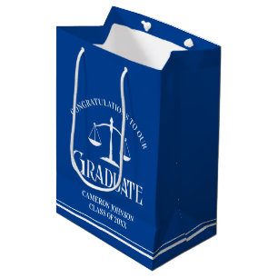 Custom Blue White Law School Graduation Party Medium Gift Bag