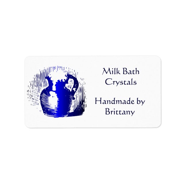 Custom Blue White Milk Jug Vintage Art Labels (Front)
