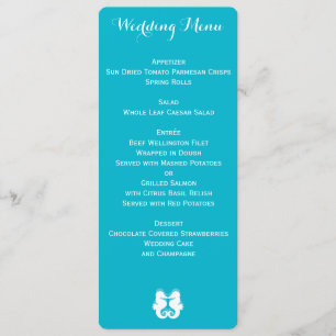 Custom Blue White Seahorse Wedding Menu