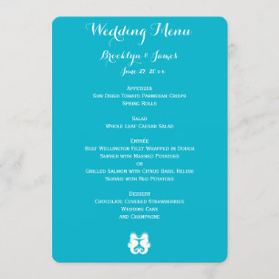 Custom Blue White Seahorse Wedding Menu