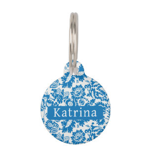 Custom Blue William Morris Venetian Pattern Pet Tag