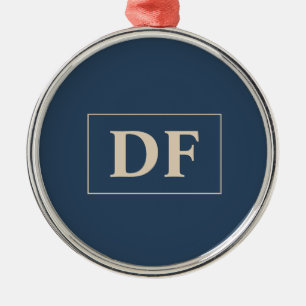 Custom Blue With Vanilla Initials Metal Tree Decoration