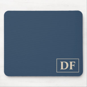 Custom Blue With Vanilla Initials Mouse Pad