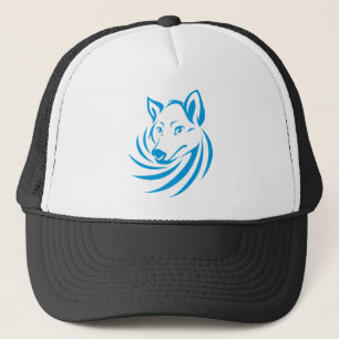 Custom Blue Wolf Logo Trucker Hat