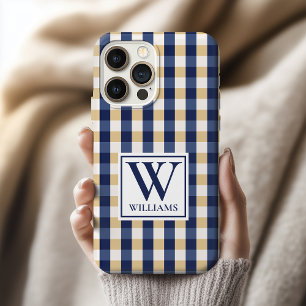 Custom Blue Yellow Plaid Phone Case Gift for Him