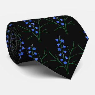 Custom Bluebells Black Neck Tie