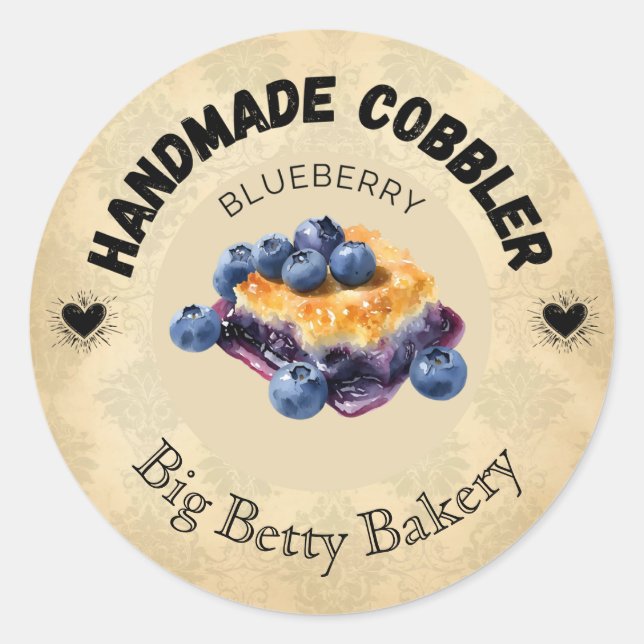Custom Blueberry Cobbler Labels | Vintage Personal (Front)