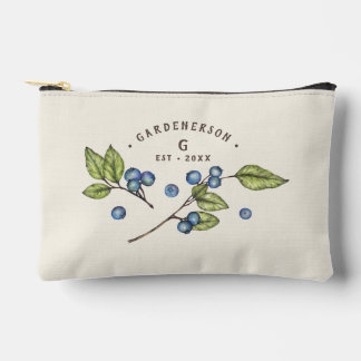 Custom Blueberry Wedding Date  Accessory Pouch