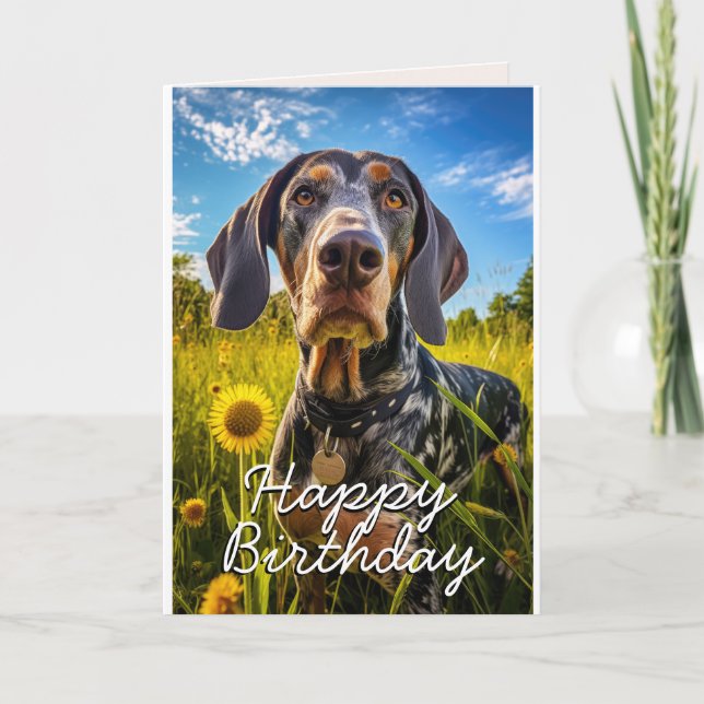 Custom Bluetick Coonhound Birthday Card (Front)