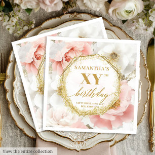 Custom Blush Gold 80 Birthday Napkins Boho Chic
