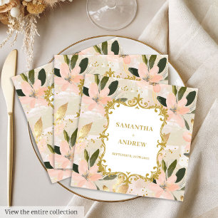 Custom Blush Gold Wedding Paper Napkins