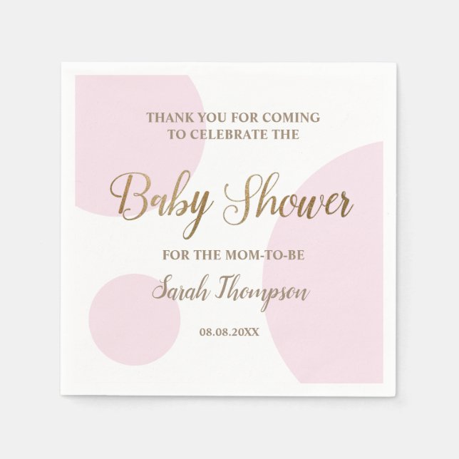 Custom Blush pink and white baby girl shower  Napkin (Front)