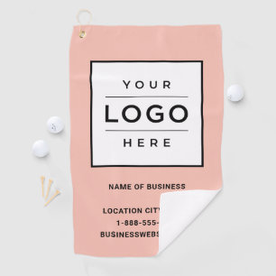 Custom Blush Pink Business Name Logo Golf Towel