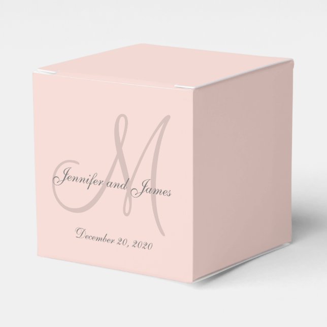 Custom Blush Pink Coloured Monogram Favour Box (Front Side)