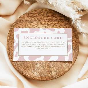 Custom Blush Pink Cow Print Baby Shower Enclosure Card