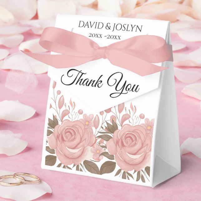 Custom Blush Pink Floral 5th Wedding Anniversary  Favour Box (Wedding)