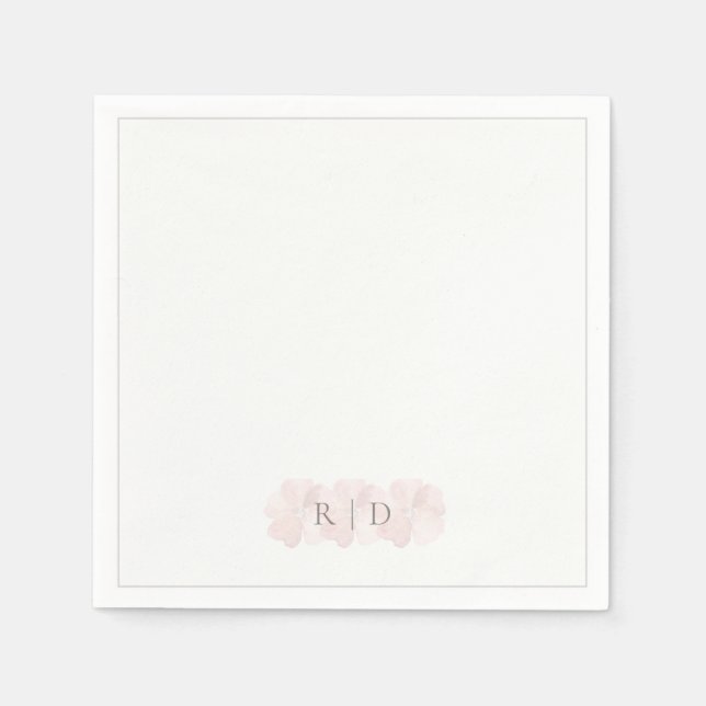 Custom Blush Pink Floral Garden Minimal Wedding  Napkin (Front)