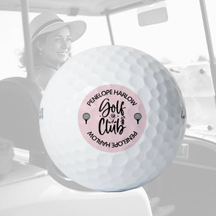 Custom Blush Pink Golf Club Name  Balls
