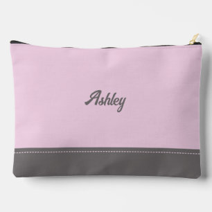 Custom blush pink grey personalised preppy stylish accessory pouch