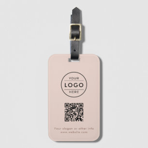 Custom Blush Pink Logo QR Rose Gold Luggage Tag