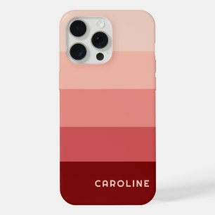 Custom Blush Pink Maroon Red Peach Orange Stripes iPhone 15 Pro Max Case