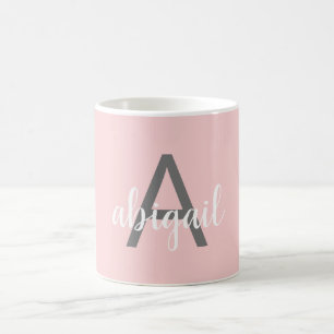 Custom Blush Pink Modern Monogram Name Coffee Mug