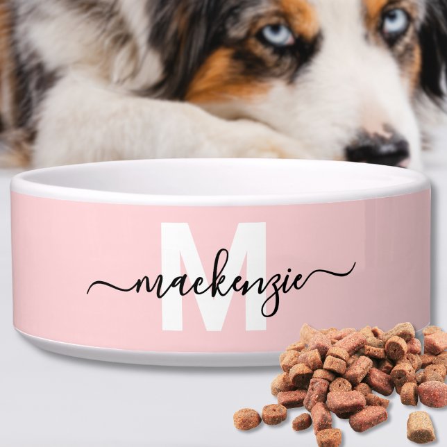 Custom Blush Pink Name Pet Bowl (Custom Blush Pink Name Pet Bowl)