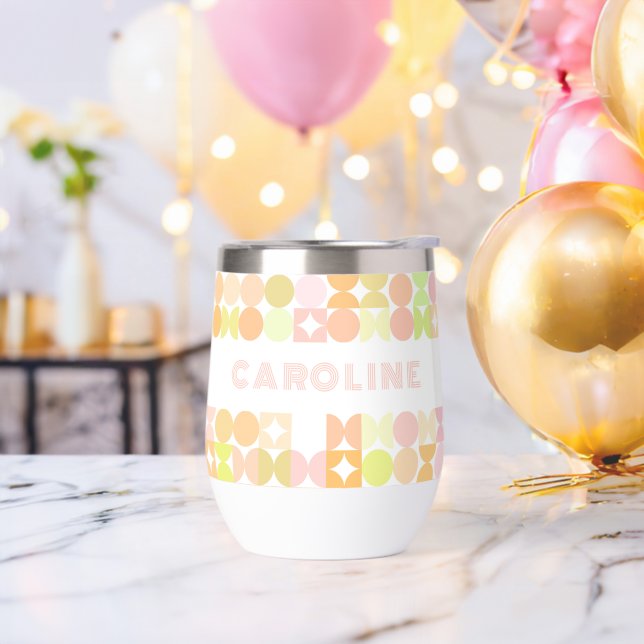 Custom Blush Pink Orange Lime Green Art Pattern (Bachelor Party)