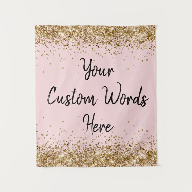 Custom Blush Pink Personalised Photo Booth Prop Tapestry (Front)