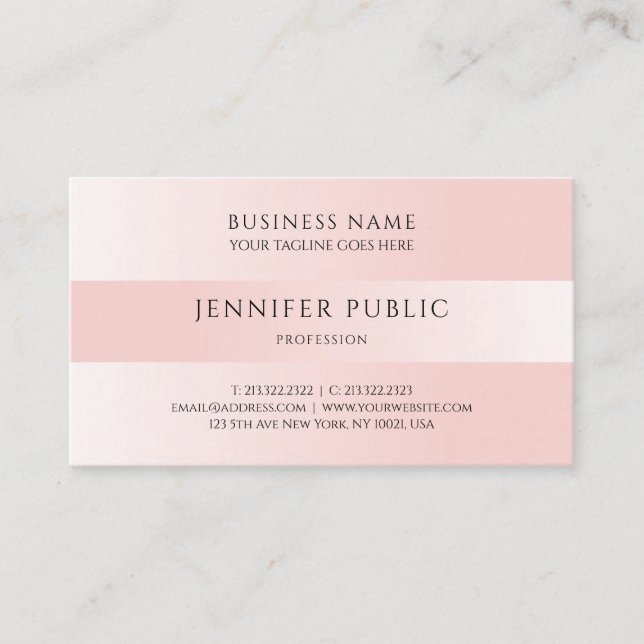 Custom Blush Pink Professional Modern Template Business Card (Front)
