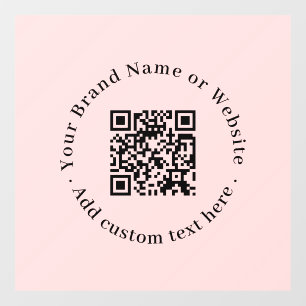 Custom Blush Pink QR Modern Business Display Window Cling