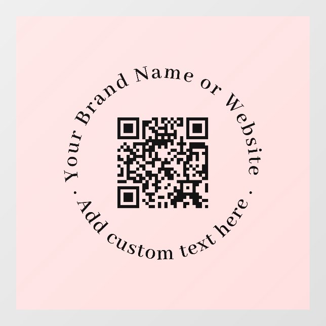 Custom Blush Pink QR | Modern Business Display Window Cling (Sheet)